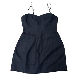 Banana Republic Black Linen Corset Mini Dress Women's Size 10